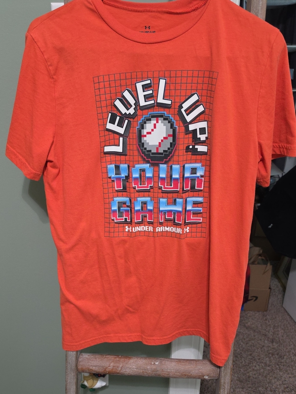 Under Armour Orange Pixel Baseball 'Level Up' Graphic Tee